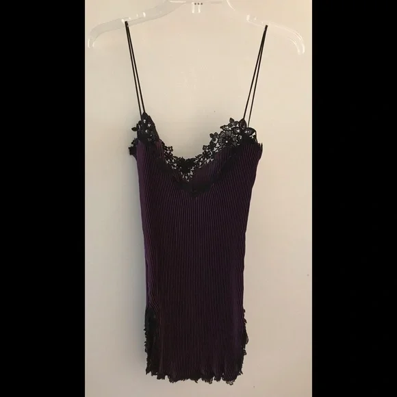 JONQUIL BY DIANE SAMANDI Gorgeous Grape Purple Black Pleated NWOT Lacy N… - Picture 8 of 13